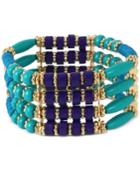 M. Haskell For Inc Gold-tone Blue Beads Multi-row Stretch Bracelet, Only At Macy's