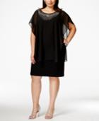 Betsy & Adam Plus Size Embellished Capelet Dress
