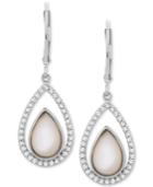 Mother-of-pearl & White Topaz (1/2 Ct. T.w.) Teardrop Drop Earrings In Sterling Silver