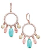 Nine West Rose Gold-tone Multi-bead Drop Hoop Earrings