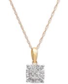 Diamond Cluster 18 Pendant Necklace (1/10 Ct. T.w.) In 10k Gold