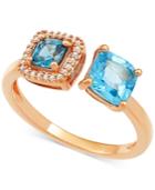 Blue Topaz (1-5/8 Ct. T.w.) & Diamond Accent Cuff Ring In 10k Gold