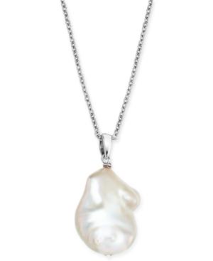 Baroque Cultured Freshwater Pearl (12mm) 18 Pendant Necklace In Sterling Silver