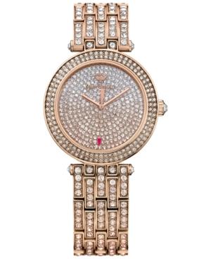 Juicy Couture Women's Cali Crystal Accent Rose Gold-tone Stainless Steel Bracelet Watch 34mm 1901377