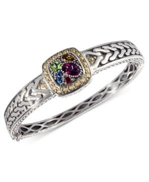 Balissima By Effy Multistone Square Bangle (1-5/8 Ct. T.w.) In Sterling Silver And 18k Gold
