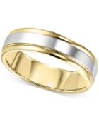 Men's Two-tone Band In 14k Gold & White Gold