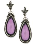 2028 Hematite-tone Purple Stone Drop Earrings, A Macy's Exclusive Style