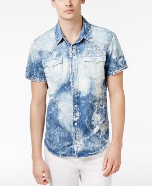 True Religion Men's Ryan Cotton Bleached Denim Shirt