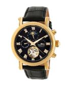 Heritor Automatic Winston Gold & Black Leather Watches 45mm