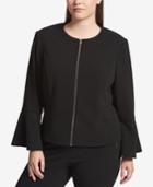 Calvin Klein Plus Size Zip-front Bell-sleeve Blazer