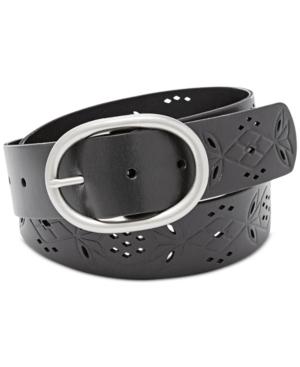 Fossil Floral Perforated Belt