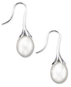 14k White Gold Cultured Freshwater Pearl Drop Earrings