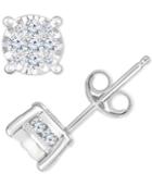 Trumiaracle Diamond Cluster Stud Earrings (1/2 Ct. T.w.) In 14k White Gold