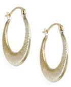 Ribbed Hoop Earrings In 10k Gold