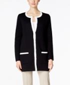Charter Club Petite Contrast-trim Duster Cardigan, Created For Macy's