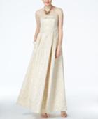 B Darlin Juniors' Pleated Floral-print Gown