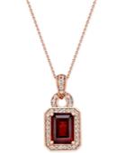 Garnet (1-3/4 Ct. T.w.) And White Sapphire (1/4 Ct. T.w.) Pendant Necklace In 14k Rose Gold