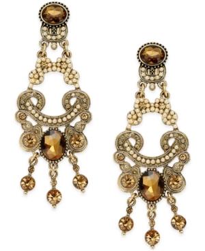 Abs By Allen Schwartz Gold-tone Crystal And Pave Chandelier Earrings
