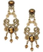Abs By Allen Schwartz Gold-tone Crystal And Pave Chandelier Earrings