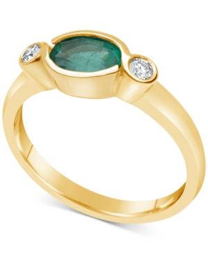 Emerald (3/4 Ct. T.w.) & Diamond (1/10 Ct. T.w.) Bezel Ring In 14k Gold