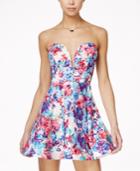 B Darlin Juniors' Strapless Floral-print A-line Dress