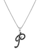 "sterling Silver Necklace, Black Diamond ""p"" Initial Pendant (1/4 Ct. T.w.)"