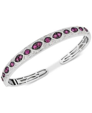 Ruby (1-5/8 Ct. T.w.) & Diamond (1/6 Ct. T.w.) Bangle Bracelet In Sterling Silver