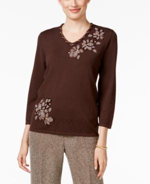 Alfred Dunner Petite Santa Fe Floral Sweater