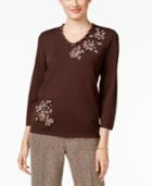 Alfred Dunner Petite Santa Fe Floral Sweater