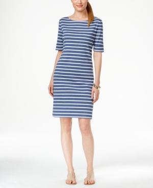 Karen Scott Striped Short-sleeve Dress, Only At Macy's