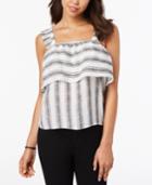 Almost Famous Juniors' Striped Ruffle-trimmed Tank Top