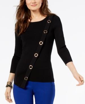 Inc International Concepts Asymmetrical Grommet-embellished Sweater, Created For Macy's