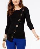 Inc International Concepts Asymmetrical Grommet-embellished Sweater, Created For Macy's