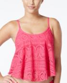 Kenneth Cole Reaction Crochet Popover Tankini Top Women's Swimsuit