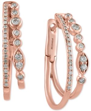 Pave Rose By Effy Diamond Double Hoop Earrings (1/2 Ct. T.w.) In 14k Rose Gold