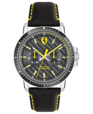 Ferrari Men's Turbo Black Leather Strap Watch 42mm