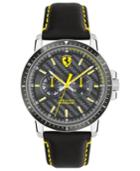 Ferrari Men's Turbo Black Leather Strap Watch 42mm