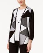 Alfred Dunner Colorblocked Layered-look Sweater