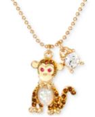 Betsey Johnson Gold-tone Crystal Monkey Pendant Necklace