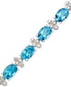 Sterling Silver Blue Topaz (16-1/4 Ct. T.w.) And Diamond Accent Bracelet