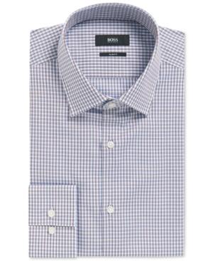 Boss Men's Slim-fit Plaid Cotton Dress Shirt
