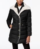 Kenneth Cole Faux-fur-trim Layered Down Coat