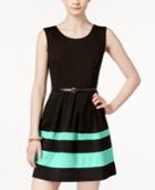 Bcx Juniors' Belted Colorblocked A-line Dress