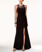 Vince Camuto Embellished Cleopatra-neck Draped Gown