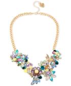 Betsey Johnson Gold-tone Multi-stone Flower Statement Necklace