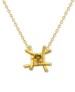 Kesi Jewels Citrine (1/4 Ct. T.w.) & Diamond And White Topaz Accent Pendant Necklace In 18k Gold-plated Sterling Silver, 16