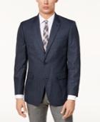 Tommy Hilfiger Men's Slim-fit Brown & Blue Mini-check Sport Coat