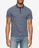 Calvin Klein Jeans Men's Denim-collar Striped Polo