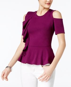 Guess Jaime Ruffled Cold-shoulder Top