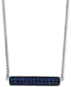 Effy Sapphire Cluster Horizontal Bar 18 Pendant Necklace (5/8 Ct. T.w.) In Sterling Silver